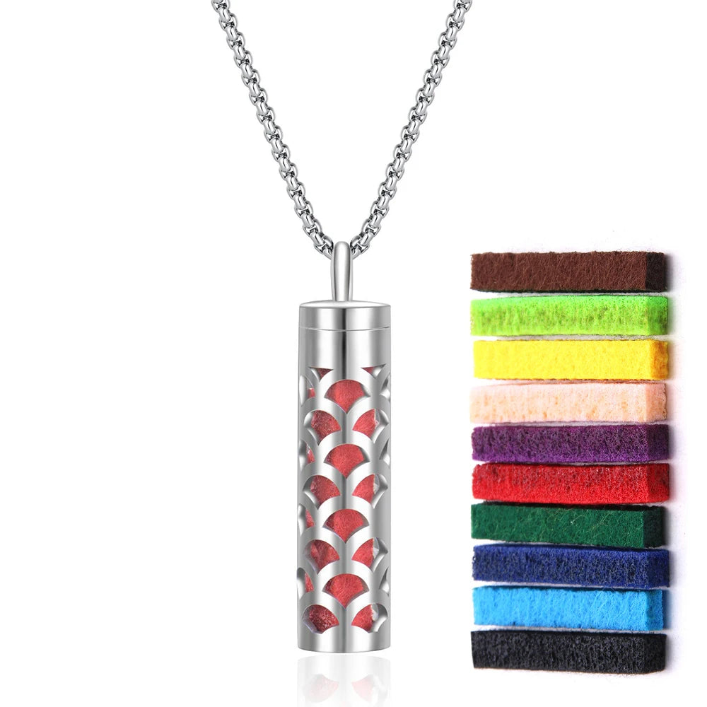 Aromatherapy Necklace Diffuser Pendant 316L Stainless Steel Locket Aroma Perfume Oils Essential Oil Diffuser Pendant Necklace