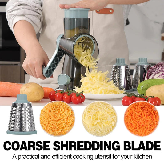 3-in-1 Rotary Cheese Grater and Vegetable Slicer with Nut Grinder - Clear JT242