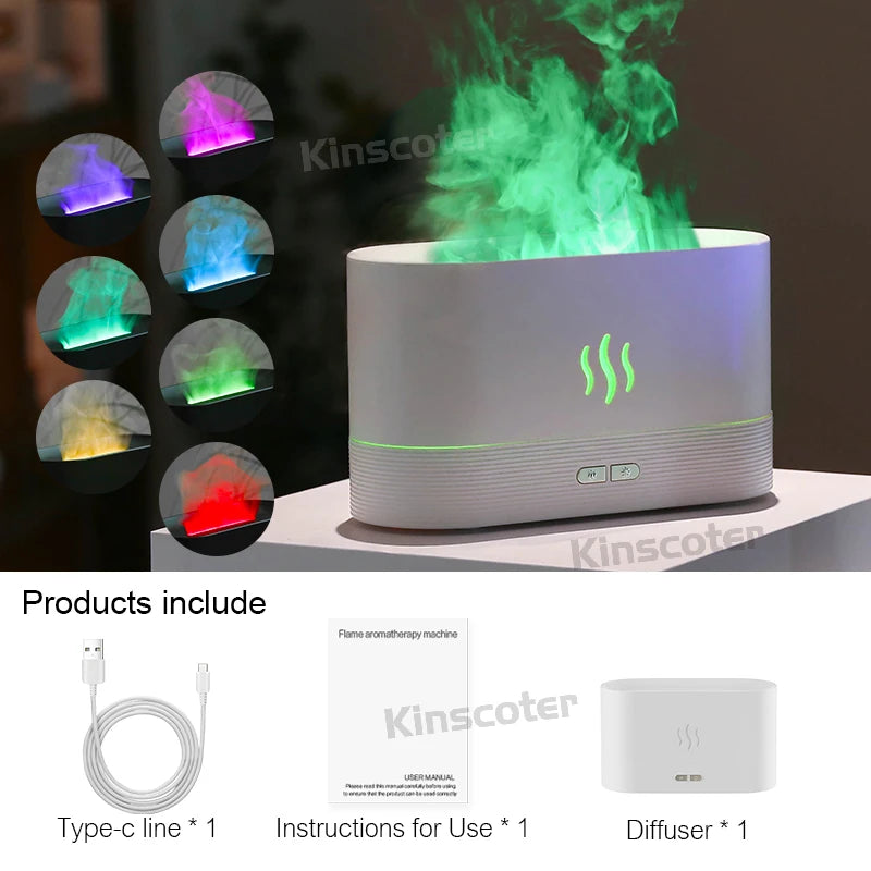 Aroma Diffuser Air Humidifier Ultrasonic Cool Mist Maker Fogger Led Essential Oil Flame Lamp Difusor