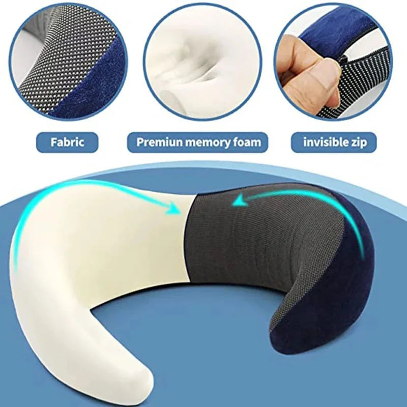 Memory Foam Neck Pillow Cervical Vertebra Travel Portable Noon Break Aircraft U Type of Pillow Sleep Camping Pillow Carry Bag